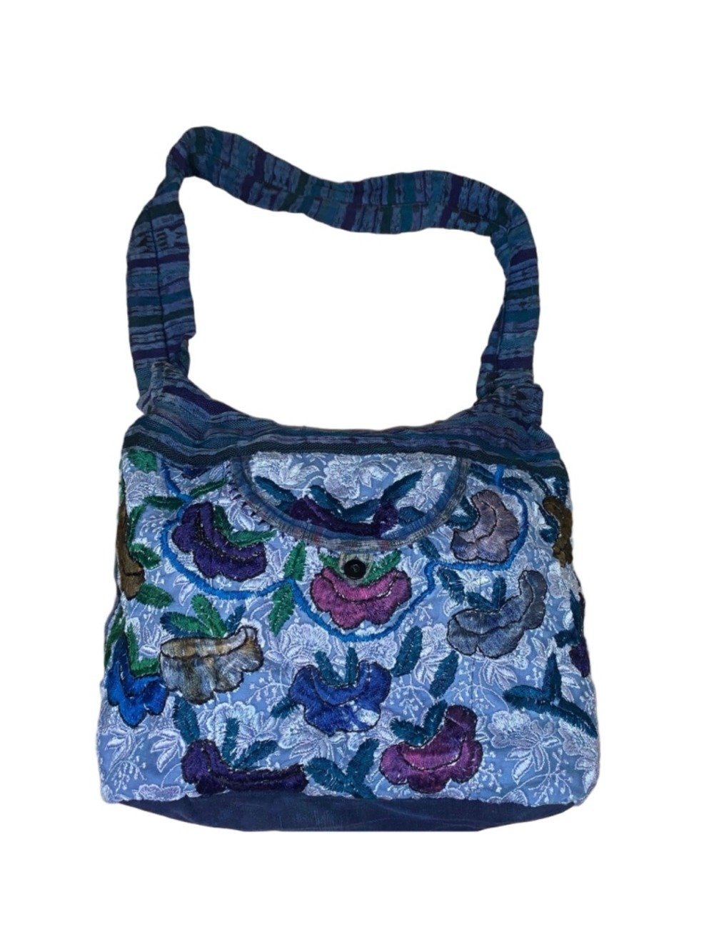 Women's boho Blue Purple Floral Embroidered Shoulder Bag